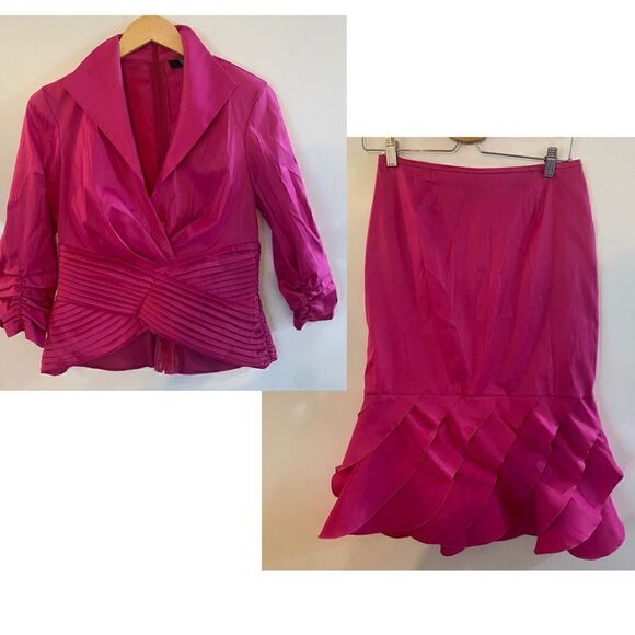 Tadashi Shoji Dresses & Skirts - Tadashi Shoji collection hot pink taffeta 2 piece skirt set size 6